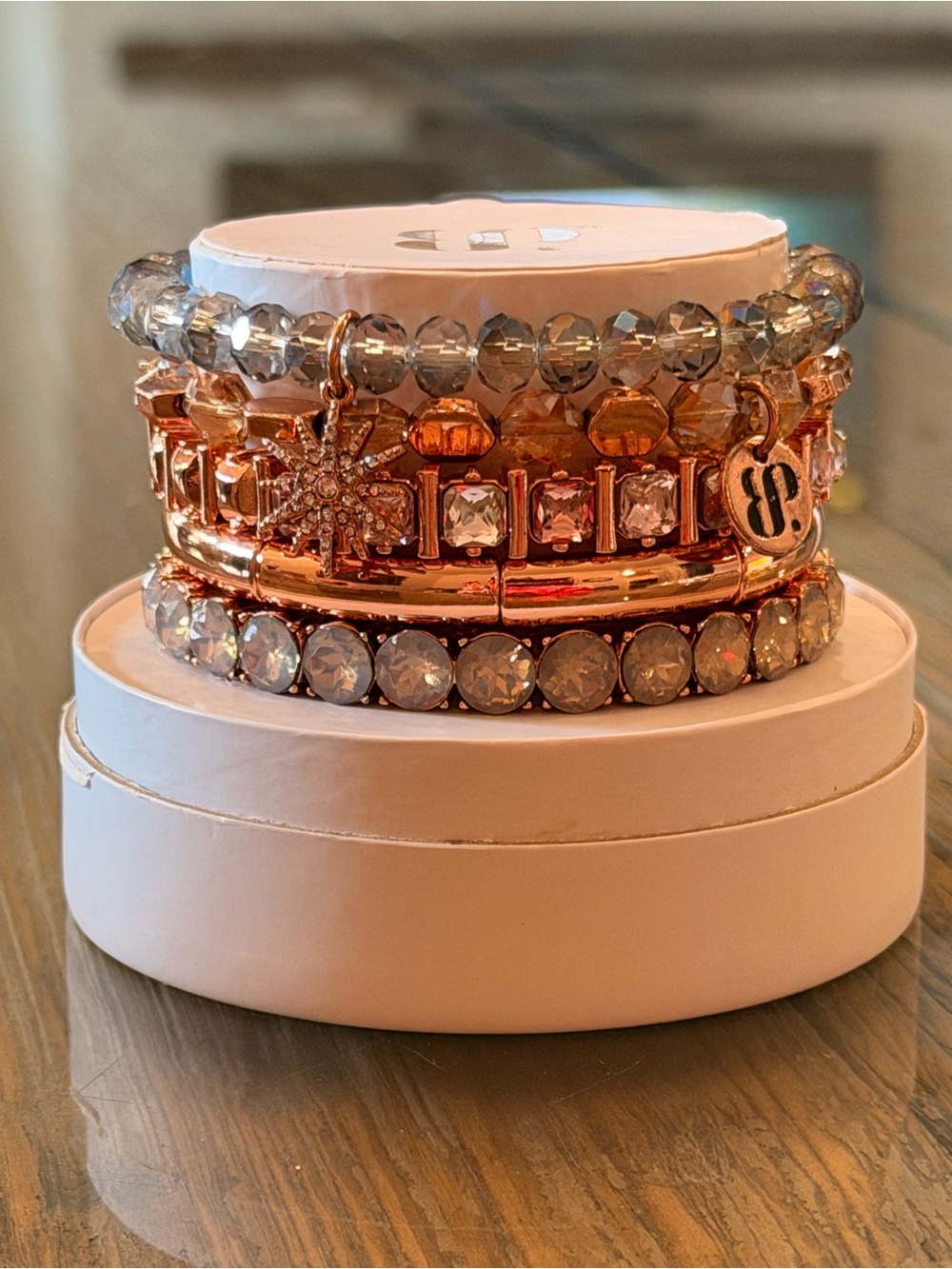 Bomb Party Bracelets! Personally Curated Stack on Rose Gold with Star Charm